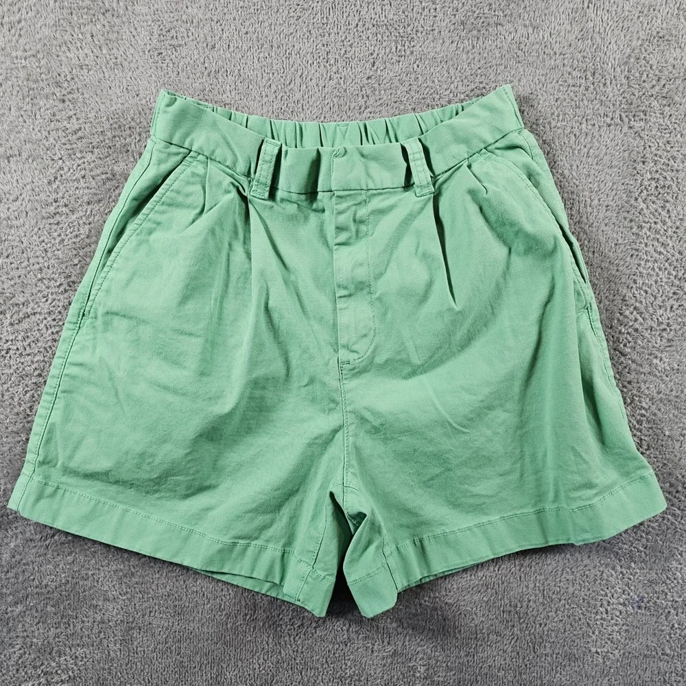 Gap HR Pleated Khaki Shorts Mineral Green 0 Petite 0P Stretch Waistband